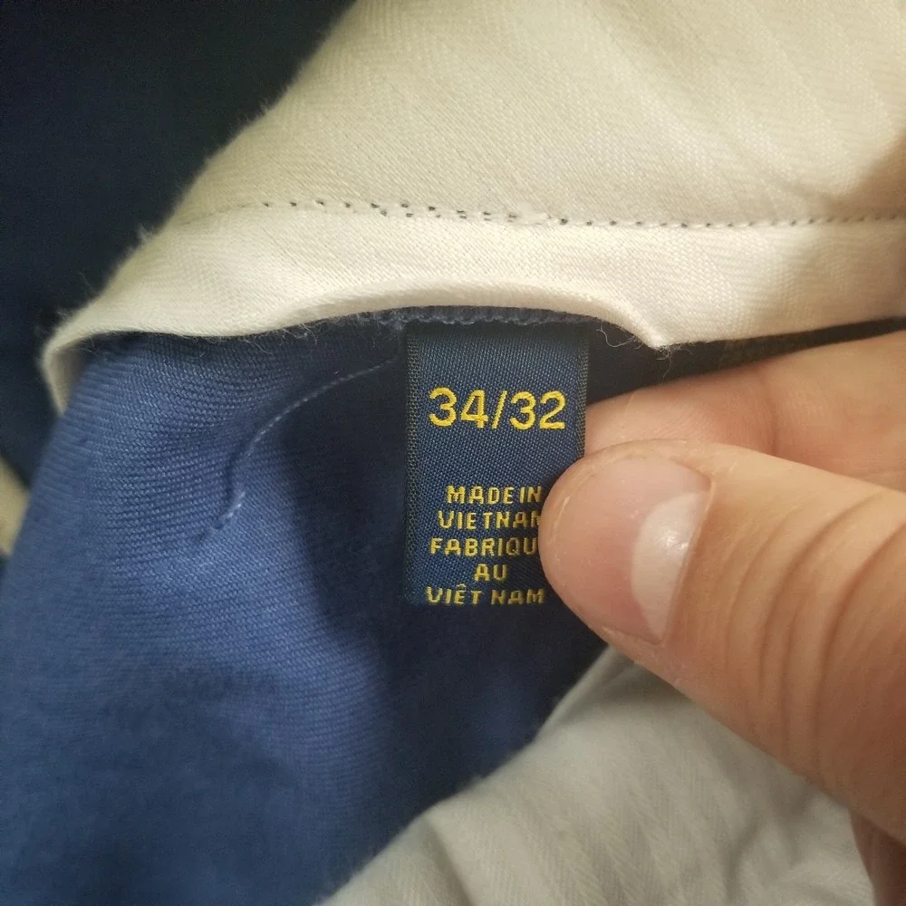 Polo Ralph Lauren Pants Mens 32x30 Blue Chinos Flat Front Preppy Classic Casual